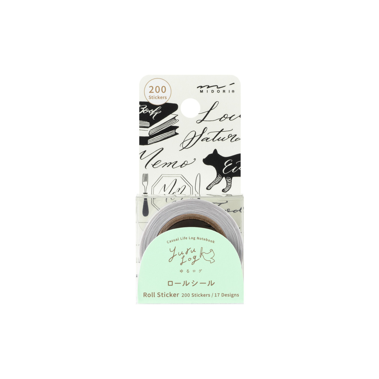 Midori Yuru Log roll stickers - calligraphy design