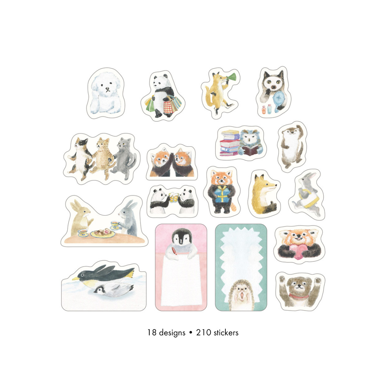 Midori Yuru Log roll stickers - animal emotion design