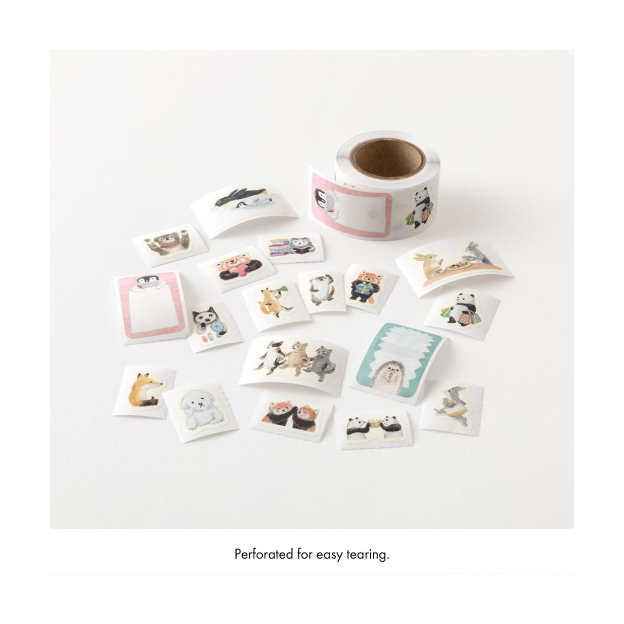 Midori Yuru Log roll stickers - animal emotion design