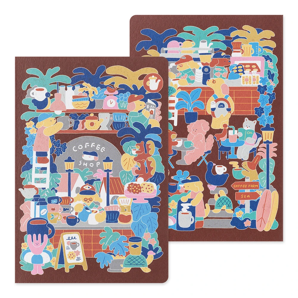 Midori Yuru Log Notebook B6 - coffee shop design