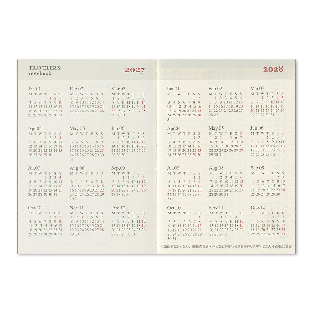 TRAVELER'S notebook 2027 weekly diary - passport size