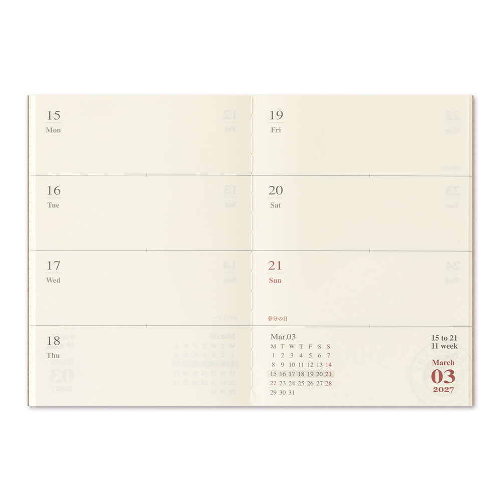 TRAVELER'S notebook 2027 weekly diary - passport size