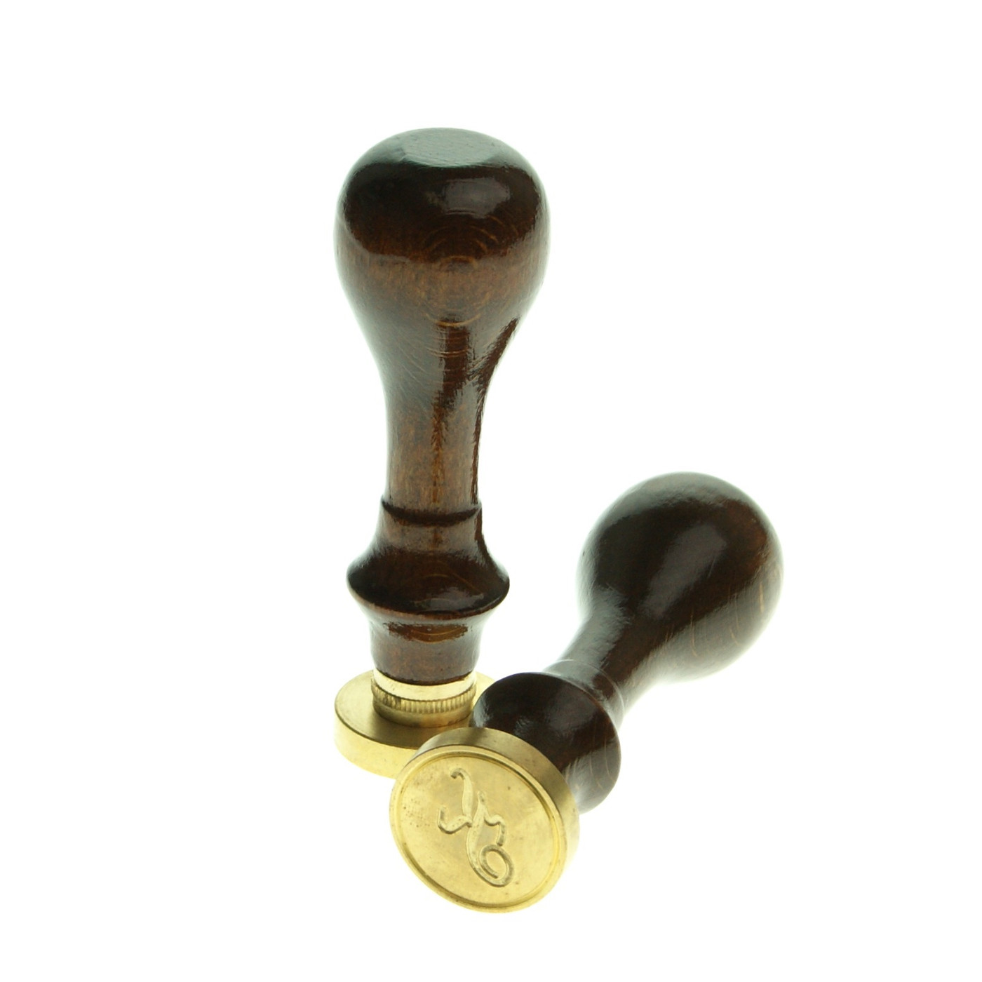 Herbin Wooden handled brass seal - italic initial