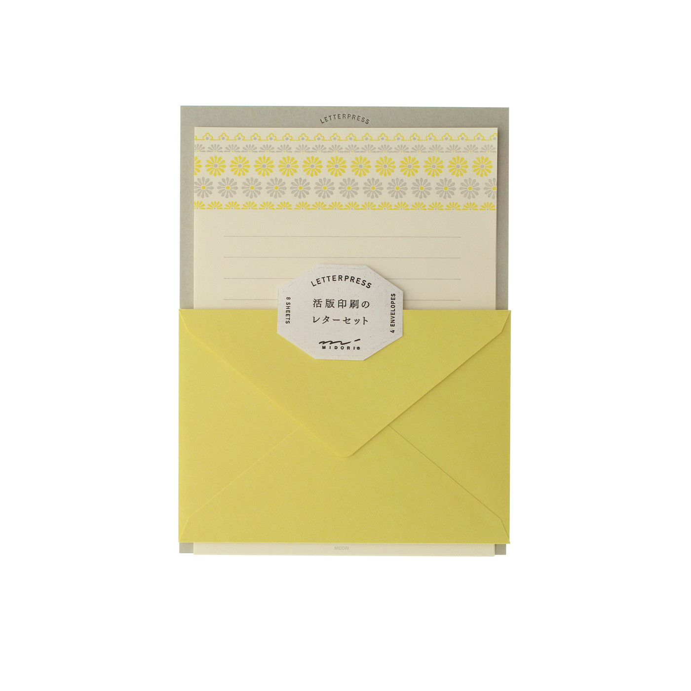 Midori letterpress letter writing set - daisy