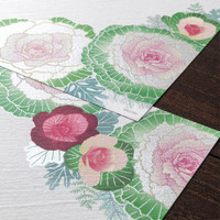 Midori Kami letter writing set - Flowering Kale Wreath