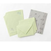 Midori letter writing set - HANAIRO WASHI - green Annabelle hydrangea