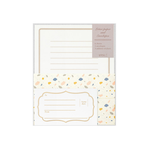 Midori letter paper & envelope set -pebble