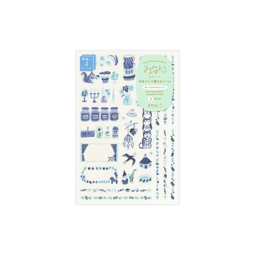 Midori Yuru Log stickers - blue nordic design