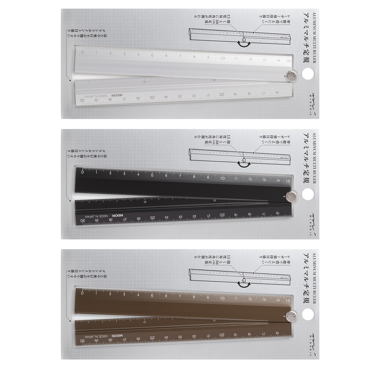 Midori Aluminium extending multi ruler - FitzgeraldTaylor