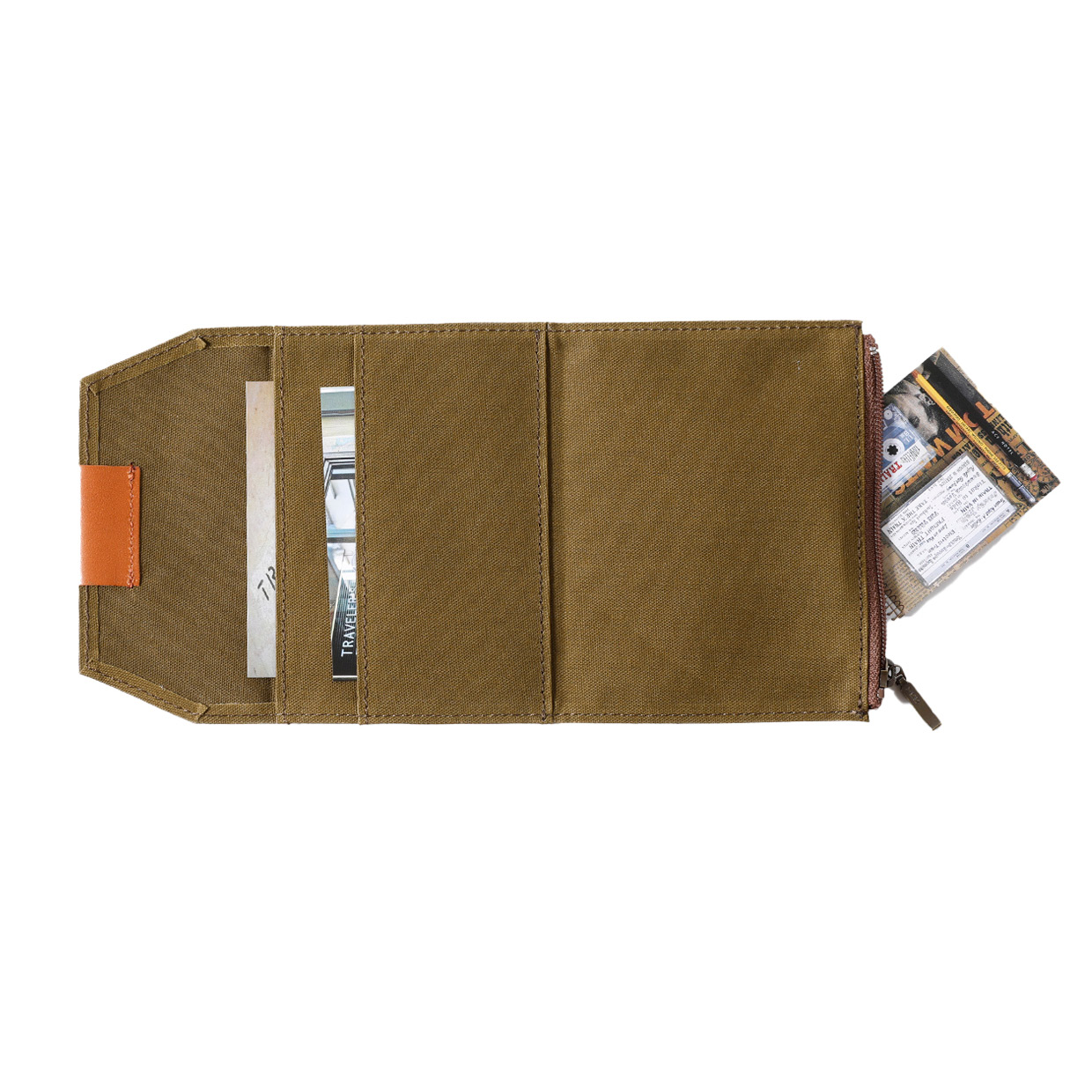 TRAVELER'S FACTORY - Cotton Zipper Case - passport size - olive