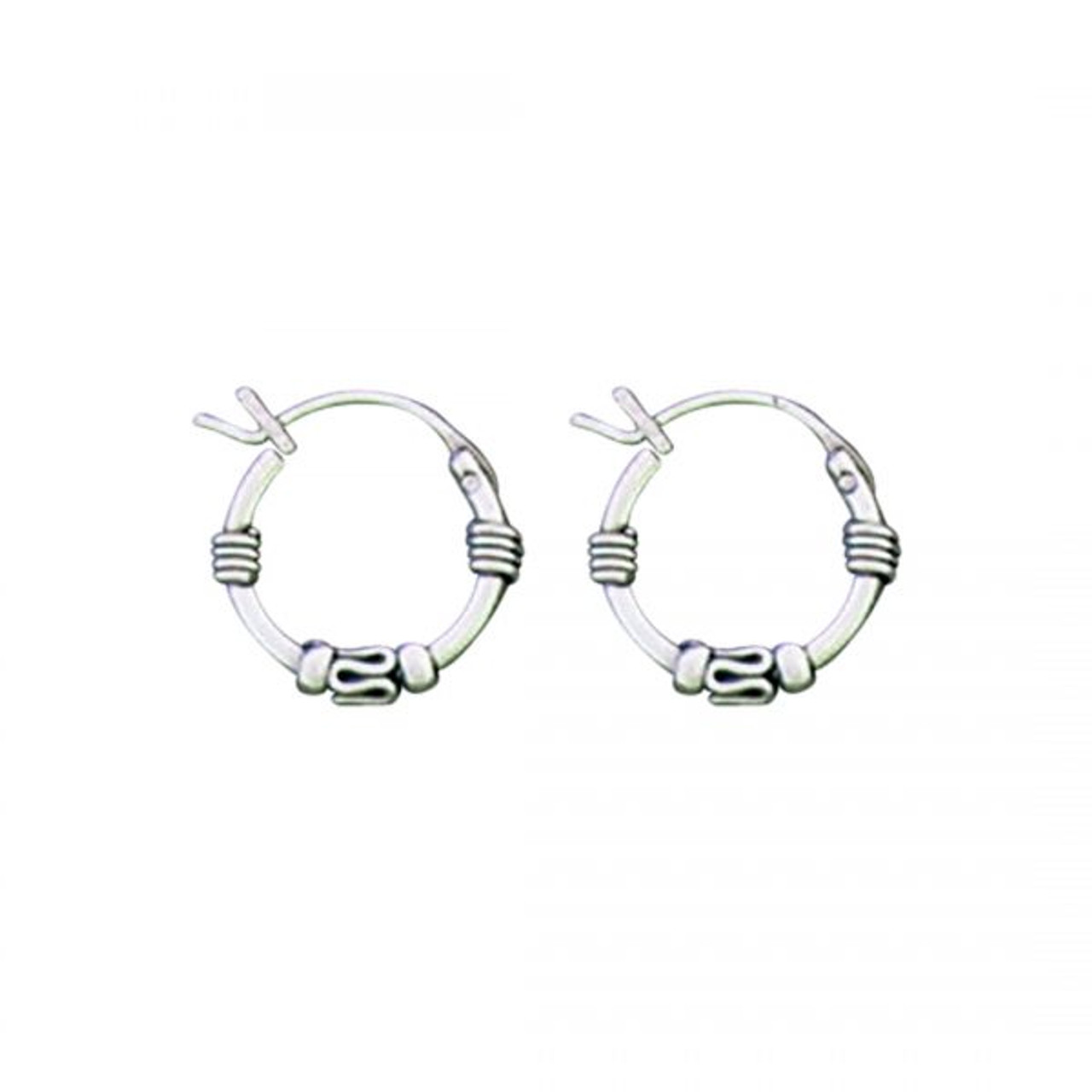 Medium Three Station Bali Loop and Wire Hoop Earrings - 20mm