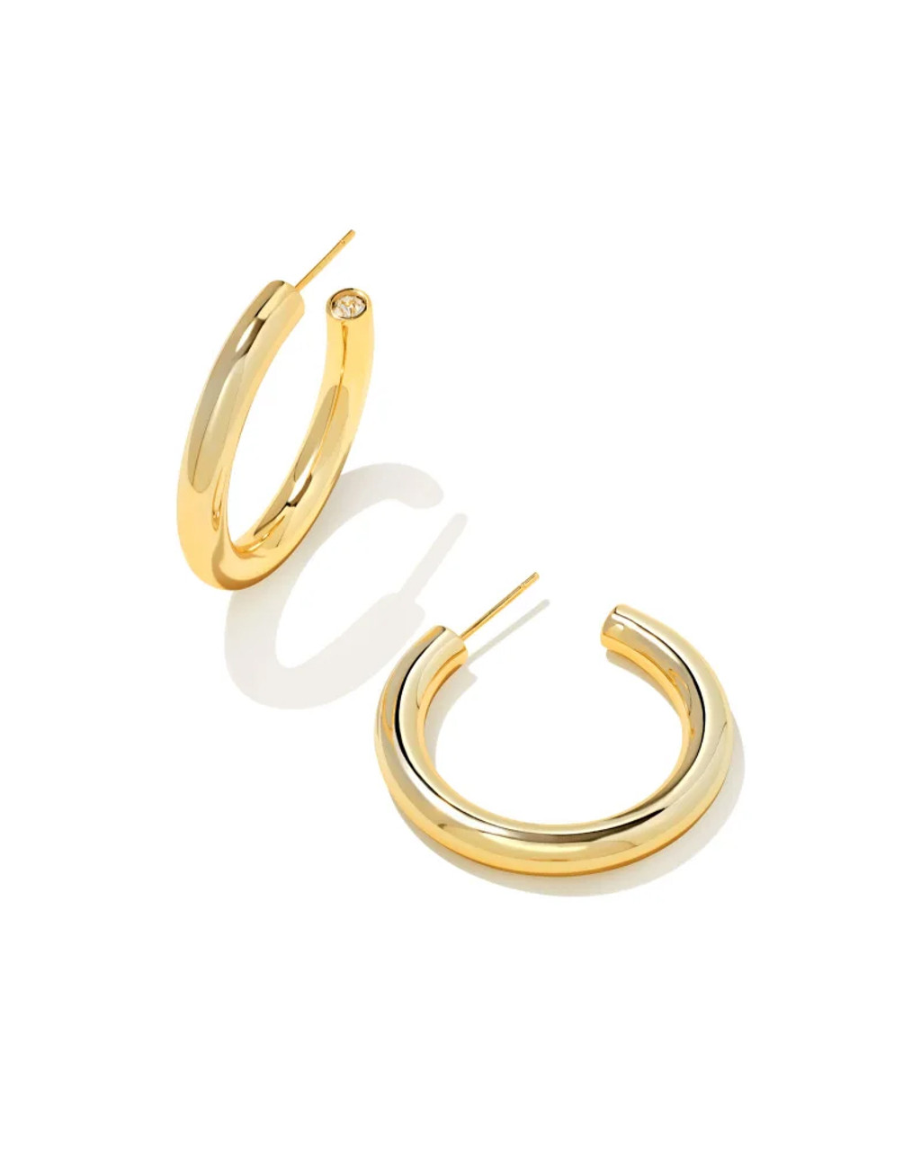Louise Hoop Earrings Round Form Metal Gold, Gold, One Size
