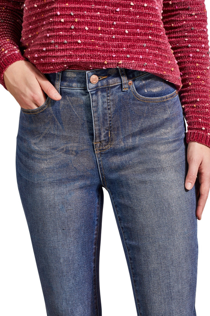 Tribal Rose Gold Metallic Coated Sophia Ankle Jeans