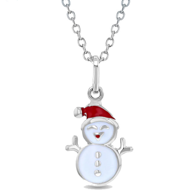 Sterling Silver Christmas Snowman Children's Necklace