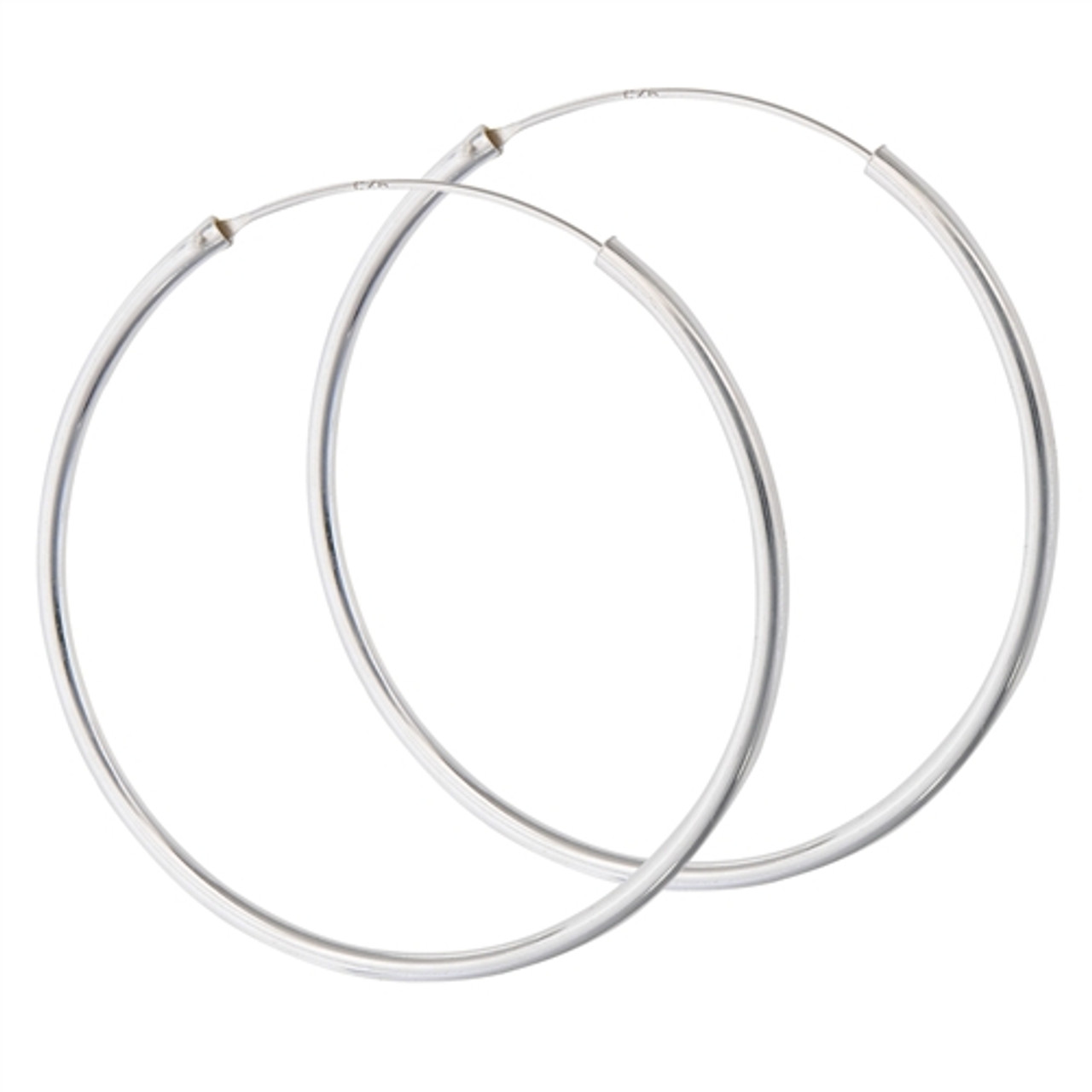 Large Continuous Silver Hoop Earrings