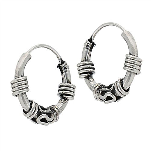 Punk Gothic Stainless Steel Tribal Bali Small Hoop Earrings – Unisex, Gift Bag Included