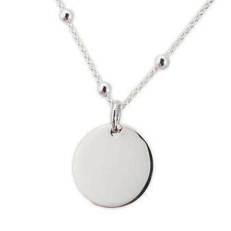 Rolo Bead Necklace with Engravable Disk