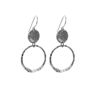 Double Hammered Circle Earrings