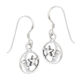 Sterling Silver Moon and Star Earring