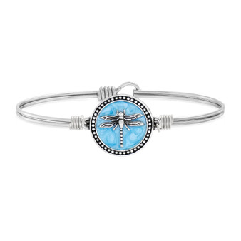 Dragonfly Bangle Bracelet with Pearlized Blue