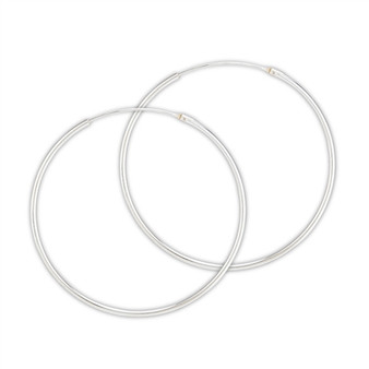 Continuous Silver Hoop Earrings (1.5mm x 50mm)