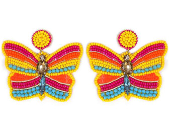 Beaded Butterfly Dangle Earrings