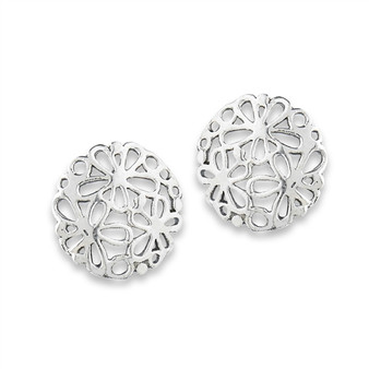Round Cut-out Floral Post Earrings