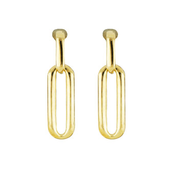 Diamante Large Loop Link Post Earrings - Gold