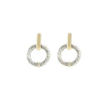Cordão Circle LG Door knocker Post Two Tone Earrings