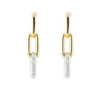 Diamante 3 Link Pave Earring - Gold