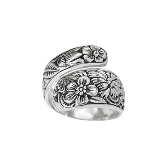 Etched Flower Spoon Ring