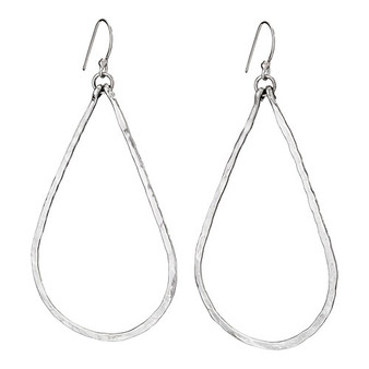 Long Oval Hammered Teardrop Earrings