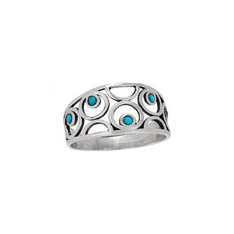 Open Turquoise Dot Circle Ring
