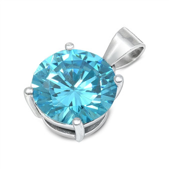 Birthstone Pendant with Aquamarine CZ