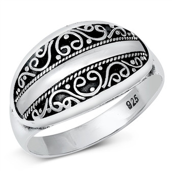 Bali Two Row Oval Roped Ring