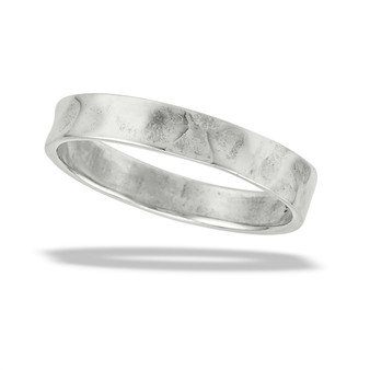 Slim Hammered Sterling Silver Band