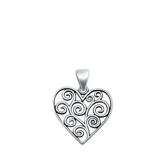 Scrolling Vines Cutout Heart Pendant