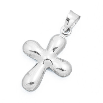 Rounded Puff Simple Cross Pendant