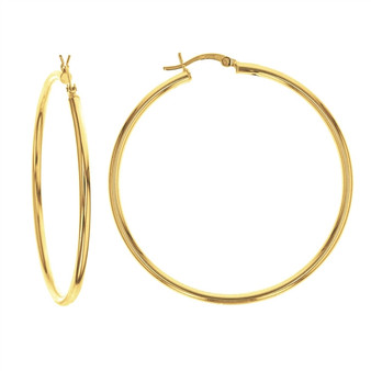 Plain 2mm Tube Leaverback Hoop Earrings in Gold