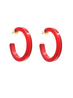 May Resin Hoop Earrings - Red