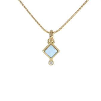 Opalas do Mar - Blue Diamond Opal Pendant on Gold Chain
