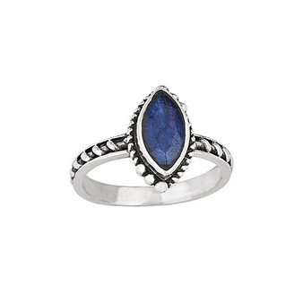 Marquise Sapphire Stone with Beading Ring