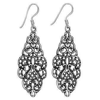 Showstopper Open Cutout Dangle Earring with Bali Beading