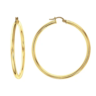 Classic Leaverback Hoop Earrings in Gold (3mm)