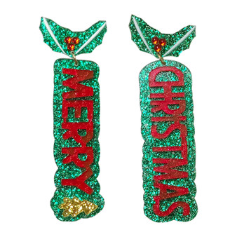 Merry Christmas Acrylic Dangle Earrings