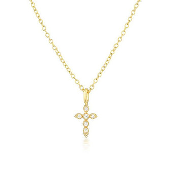CZ Cross Pendant Necklace in Gold