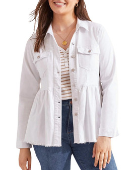 Peplum Denim Jacket with Pockets