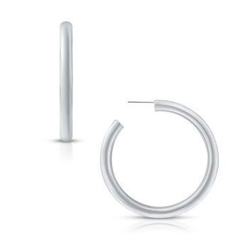 Flora Large Hoop Earrings in Silver