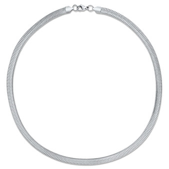 Paola Herringbone Chain Necklace in Silver