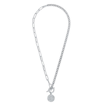 Stacie Toggle Coin Necklace in Silver